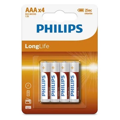 Philips Батерия Philips LongLife AAA 4бр (R03L4B/10) (R03L4B/10)