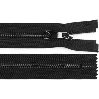 Kovový zip No 5 délka 25 cm s ozdobným jezdcem, střední, 3 černá černý nikl