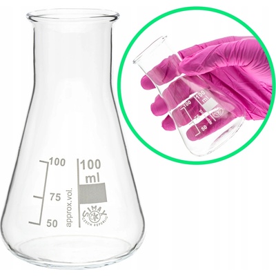 Skleněná Erlenmeyerova baňka 100 ml Boro 3.3 široké hrdlo SIMAX