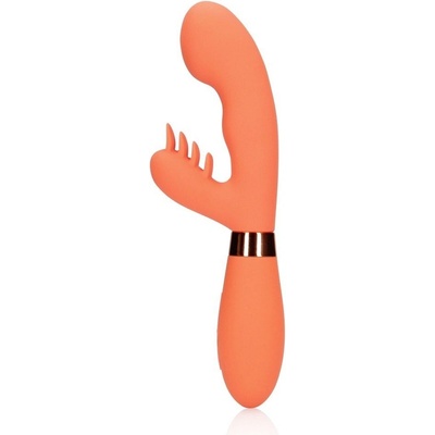 Shots Loveline Silicone Rabbit Vibrator with Ribbed Clitoral Stimulator Glazed Carrots