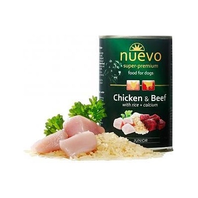 nuevo JUNIOR Chicken & Beef- Консерва за подрастващи кучета с пиле, говеждо и ориз 400гр