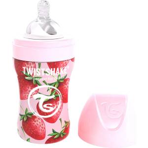 Twistshake Бебешко шише Twistshake 260 мл от неръждаема стомана - Розова ягода (78553)