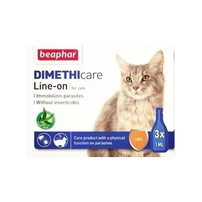 Beaphar Dimethicare Line On - Противопаразитни ампули спот он 3 броя за котки без инсектицид