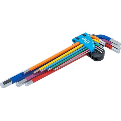 BGS technic sada zahnutých klíčů vícebarevné extra dlouhé vnitřní šestihran 1,5 - 10 mm 9dílná BGS 74456