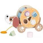Tooky Toy Играчка Tooky: 2 в 1 дървено кученце за издърпване със сортер за форми