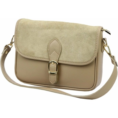 Luka dámska kožená crossbody kabelka béžová na rameno 25-036-2