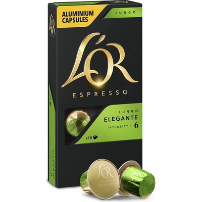 L'OR L´OR Espresso Lungo Elegante Intensity 6 - 10 алуминиеви капсули, съвместими с кафе машини Nespresso®*