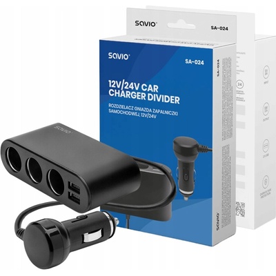 Savio Car lighter socket splitter 12/24V SA-024