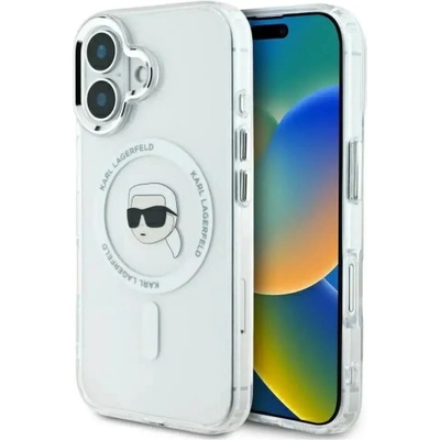 KARL LAGERFELD Калъф Karl Lagerfeld IML Metal Karl Head MagSafe iPhone 16 - бял (3666339318048)