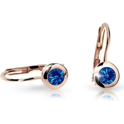 Danfil dětské náušnice C1537 z růžového zlata s kamínkem Dark Blue zapínání klapka