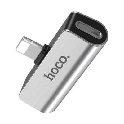 Adapter audio HOCO LS25 konvertor Lightning - Jack 3,5mm + Lightning, , stříbrný