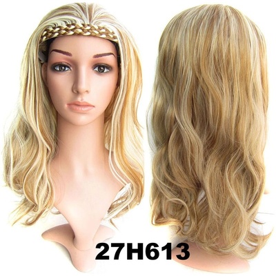 Girlshow Poloparuka 3/4 paruka s čelenkou z pletených vlasů melír karamelové a beach blond