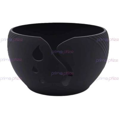 PrimaPrize Černá plastová miska na klubíčko 16x10cm vzor 02