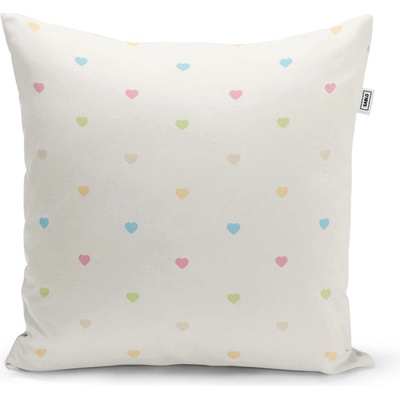 Sablio Vankúš Farebné srdiečka na béžovej - 60x60