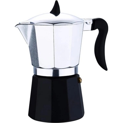 Renberg Konvice na espresso 6 šálků černá/stříbrná