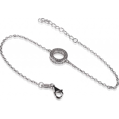 Meucci stříbrný náramek se zirkony a srdíčky po stranách SB199