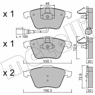 Sada brzdových destiček, kotoučová brzda METELLI 22-0549-4