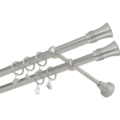 OK-GarnýžeCZ Garnýž kovová dvouřadá 19mm Capri double satina 250 cm do stěny / kroužky s žabkou