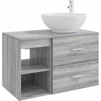 vidaXL Комплект мебели за баня 2 pcs Сив Сонома Инженерна дървесина (3403917)