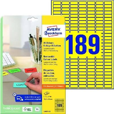 Avery Zweckform L6037-20 etikety 25.4mmx10mm 20 ks žluté