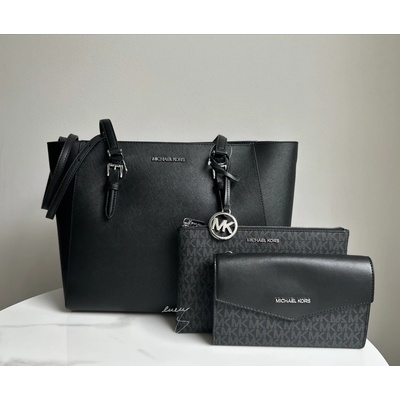 Michael Kors Charlotte large 3 in 1 tote black černá se stříbrným dámska kabelka