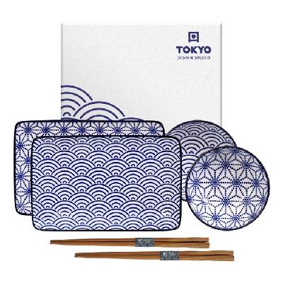 Tokyo Design Studio Set na sushi pre 2 osoby modrý vzor TOKYO