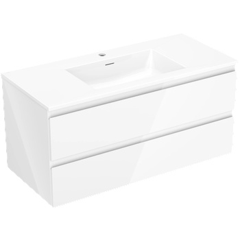 Mexen Orio шкафче за баня 100 см с мивка Otis, 2 чекмеджета, бял гланц (91A10-10047-2-BFF00-W18M00)