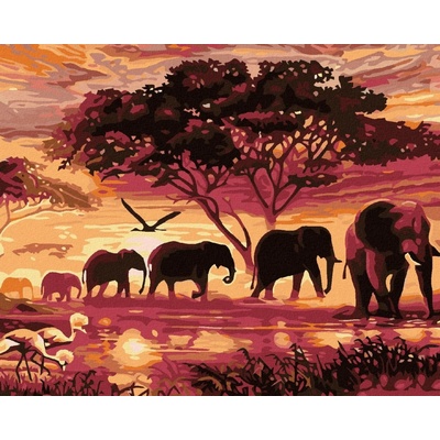 zuty Malování podle čísel Sloni 100 x 80 cm bez rámu a bez vypnutí plátna