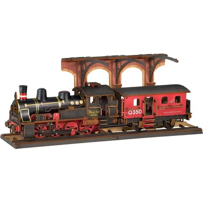 Robotime Дървен 3D пъзел Robo Time от 405 части - Пътешествие с парен локомотив (TGS01)