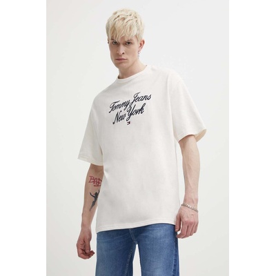 Tommy Jeans Памучна тениска Tommy Jeans в бежово с апликация DM0DM18579 (DM0DM18579)