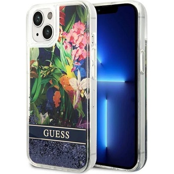 Image 1 of GUESS Кейс Guess GUHCP14MLFLSB за iPhone 14 Plus 6.7"", син / син, твърд, Flower Liquid Glitter (GUE002207-0)