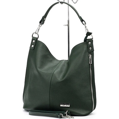 MiaMore Velká kožená kabelka na rameno i crossbody no. 053 tmavězelená