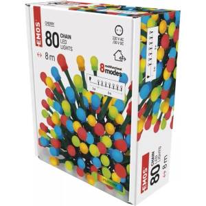 EMOS D5AM05 - Коледна светлина, 8m, 80 LED крушки "Cherry" MF, IP44, многоцветни (D5AM05)