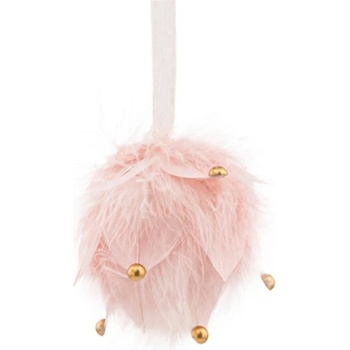 MagicHome Dekorácia Guľa páperová ružová 10x10x9 cm