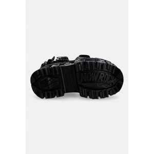 New Rock сандали дамски от кожа ITALI NEGRO, TANK CASCO NEGRO PIN LATERA
