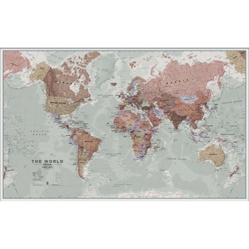 Maps International Svět - nástěnná mapa Grey Ocean 136 x 84 cm Varianta: bez rámu v tubusu, Provedení: laminovaná mapa v lištách