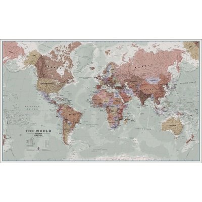 Maps International Svět - nástěnná mapa Grey Ocean 136 x 84 cm Varianta: bez rámu v tubusu, Provedení: laminovaná mapa v lištách