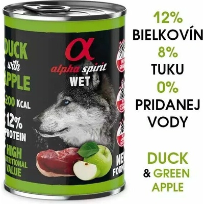 Alpha Spirit Dog Adult Kačka s jablkom 400 g