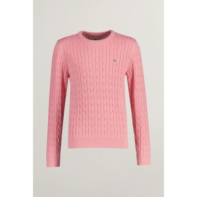 Gant Shield Cotton Cable C-neck Geranium Pink – Zboží Dáma