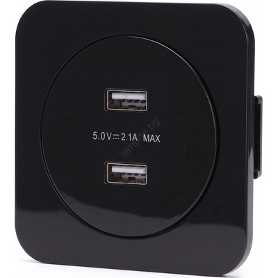 Aigostar - USB захранваща розетка с рамка 2x USB-A черна (AI2773B)