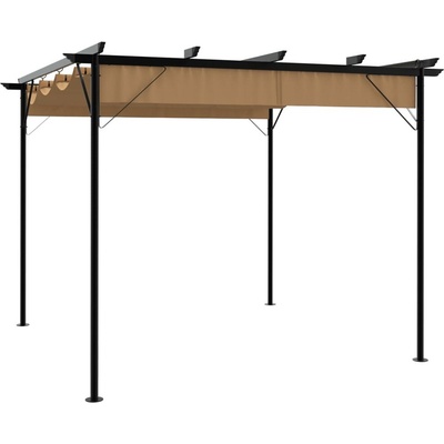 vidaXL 49325 Pergola se zatahovací střechou 3x3 m ocel 180 g/m² taupe