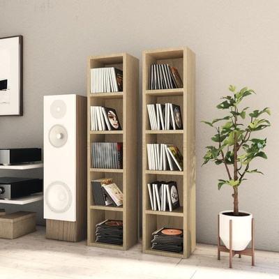Greatstore Skříňky na CD 2 ks dub sonoma 21x16x93,5 cm dřevotříska – Zboží Dáma