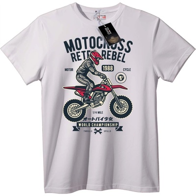 NOONEBRAND Тениска Мотокрос Бунтар 1988 - 2XL, White