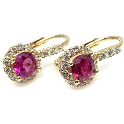 Jan Kos jewellery zlaté náušnice s růžovým kamenem 59628084