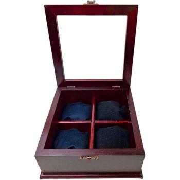 Луксозна дървена кутия за 4 часовника в цвят бордо