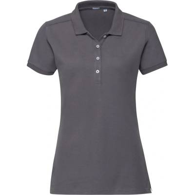 Russell Athletic 566F / Дамска еластична поло тениска с къс ръкав - цвят convoy grey L (10566F25303)