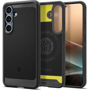 Spigen Rugged Armor MagSafe Case - удароустойчив силиконов (TPU) калъф с MagSafe за Samsung Galaxy S25 Plus (черен)