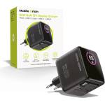 Mobile Origin Захранване за ел. мрежа с USB-A и USB-C изходи и вграден USB-C кабел - Mobile Origin PW3 GaN TFT Display Wall Charger 65W (черен) (MO-65WDCH-PW3)