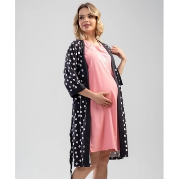 Image 1 of Комплект халат и нощница за кърмачки в розово и графитено