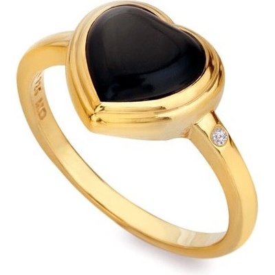 Hot Diamonds Pozlátený prsteň s diamantom a onyxom Jac Jossa Soul DR231